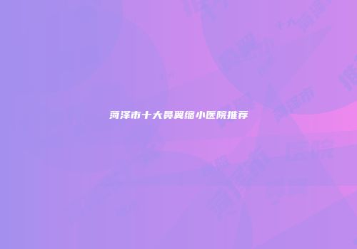 菏泽市十大鼻翼缩小医院推荐