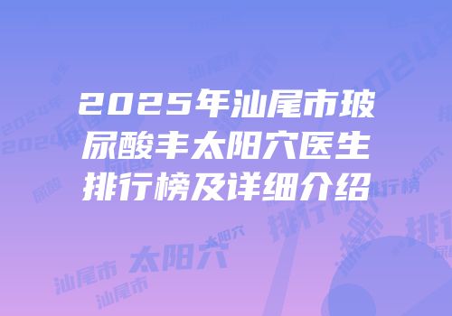 2025年汕尾市玻尿酸丰太阳穴医生排行榜及详细介绍