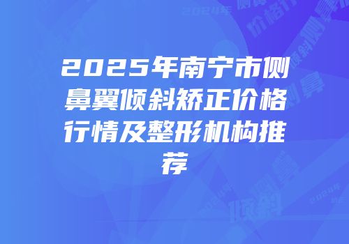 2025年南宁市侧鼻翼倾斜矫正价格行情及整形机构推荐