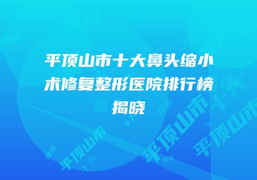 平顶山市十大鼻头缩小术修复整形医院排行榜揭晓