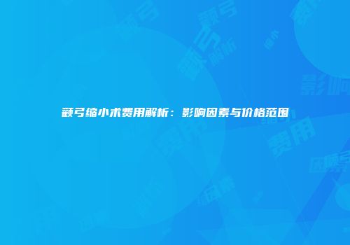 颧弓缩小术费用解析：影响因素与价格范围
