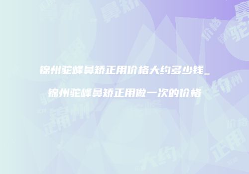 锦州驼峰鼻矫正用价格大约多少钱_锦州驼峰鼻矫正用做一次的价格