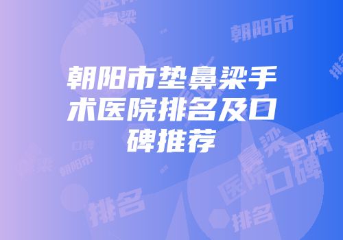 朝阳市垫鼻梁手术医院排名及口碑推荐