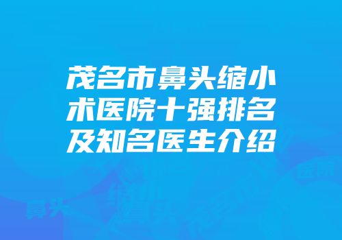 茂名市鼻头缩小术医院十强排名及知名医生介绍