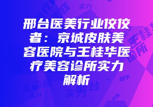 邢台医美行业佼佼者：京城皮肤美容医院与王桂华医疗美容诊所实力解析