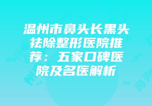 温州市鼻头长黑头祛除整形医院推荐：五家口碑医院及名医解析