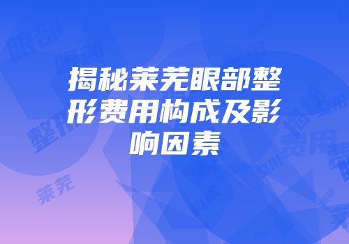 揭秘莱芜眼部整形费用构成及影响因素