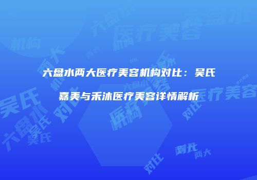 六盘水两大医疗美容机构对比：吴氏嘉美与禾沐医疗美容详情解析