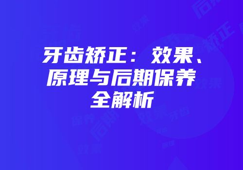 牙齿矫正:效果、原理与后期保养全解析