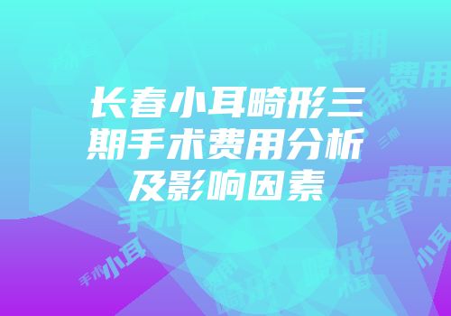 长春小耳畸形三期手术费用分析及影响因素