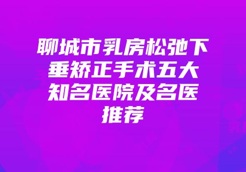 聊城市乳房松弛下垂矫正手术五大知名医院及名医推荐