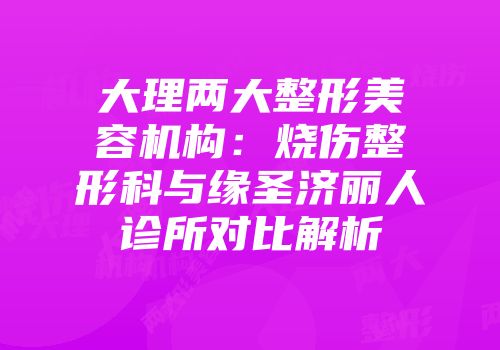 大理两大整形美容机构:烧伤整形科与缘圣济丽人诊所对比解析