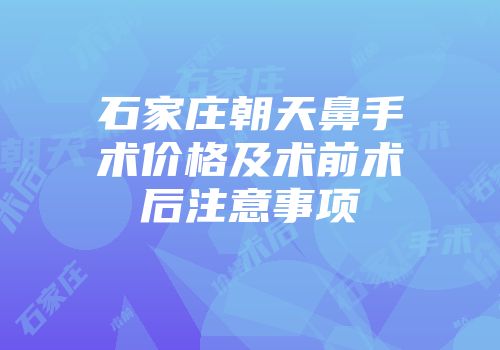 石家庄朝天鼻手术价格及术前术后注意事项