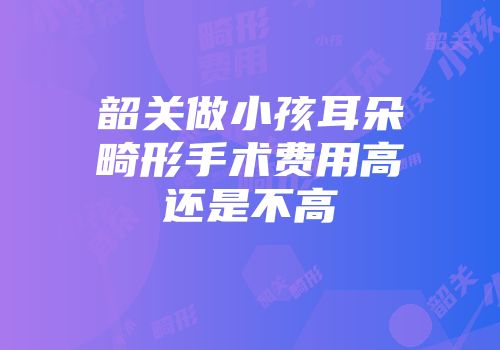 韶关做小孩耳朵畸形手术费用高还是不高