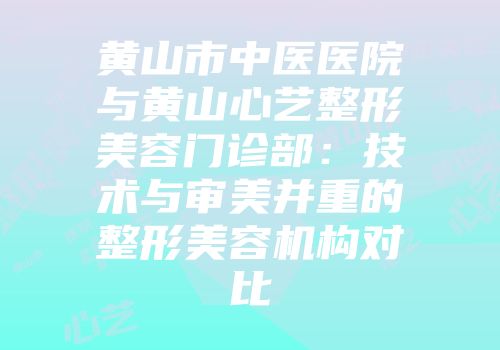 黄山市中医医院与黄山心艺整形美容门诊部:技术与审美并重的整形美容机构对比