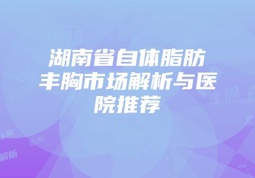 湖南省自体脂肪丰胸市场解析与医院推荐