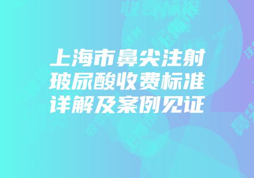 上海市鼻尖注射玻尿酸收费标准详解及案例见证