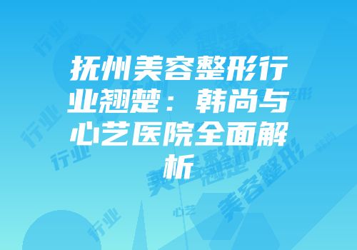 抚州美容整形行业翘楚:韩尚与心艺医院全面解析