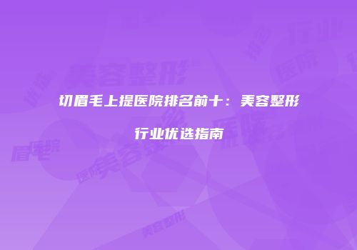 切眉毛上提医院排名前十：美容整形行业优选指南
