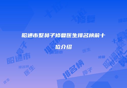 昭通市整鼻子修复医生排名榜前十位介绍