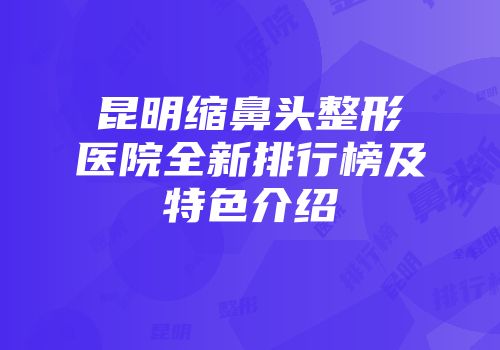 昆明缩鼻头整形医院全新排行榜及特色介绍