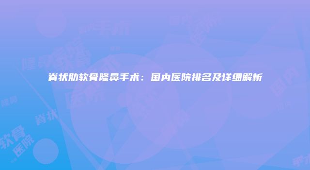 脊状肋软骨隆鼻手术:国内医院排名及详细解析