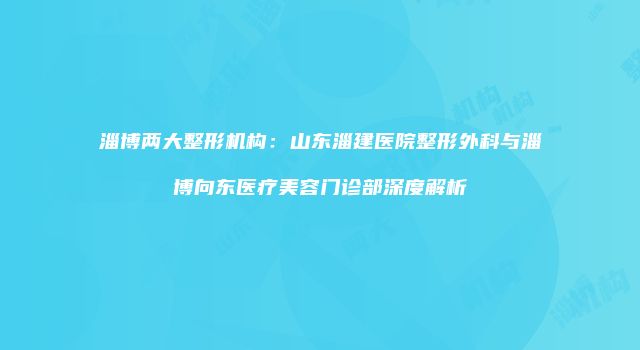 淄博两大整形机构：山东淄建医院整形外科与淄博向东医疗美容门诊部深度解析