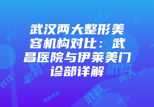 武汉两大整形美容机构对比：武昌医院与伊莱美门诊部详解