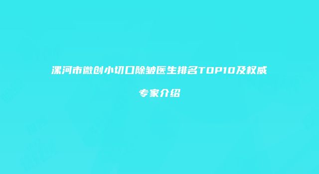 漯河市微创小切口除皱医生排名TOP10及权威专家介绍