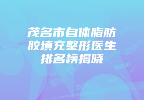 茂名市自体脂肪胶填充整形医生排名榜揭晓