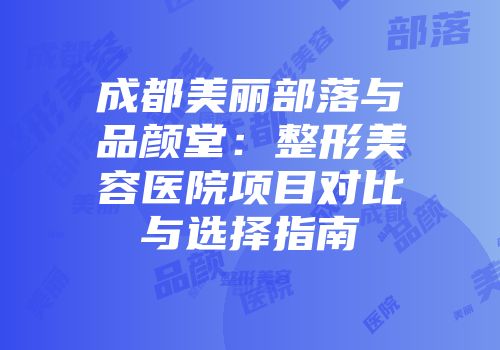 成都美丽部落与品颜堂：整形美容医院项目对比与选择指南