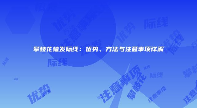 攀枝花植发际线：优势、方法与注意事项详解