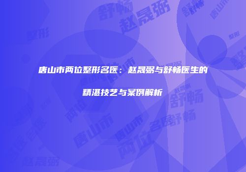 唐山市两位整形名医：赵晟弼与舒畅医生的精湛技艺与案例解析