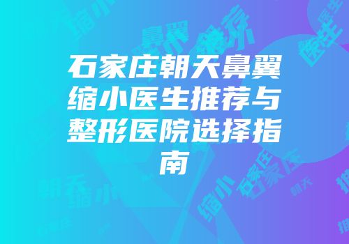 石家庄朝天鼻翼缩小医生推荐与整形医院选择指南